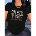 thumbnail image 1 of Camiseta para mujer verano cuello redondoWomen's Fashion Casual T-Shirt with English Letter Print, Round Neck, Short Sleeve, Comfortable Summer Top, Polyester and Spandex Blend, Machine Washable, Pa, 1 of 6