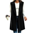 thumbnail image 2 of Xaqiouau Women's Long Sleeveless Trench Coat Lapel Collar Open Front Vest Jacket Casual Button Down Lightweight Duster Waistcoat Outerwear with Pockets, 2 of 6
