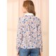 thumbnail image 5 of INSPIRE CHIC Blusa superior con cuello floral para mujer Camisas abotonadas de manga larga con pliegues elegantes Rosa S, 5 of 6