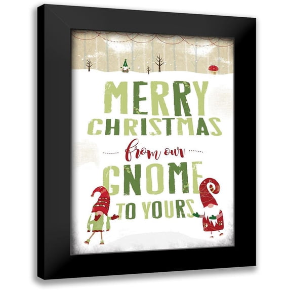 JMB Designs 14x18 Black Modern Framed Museum Art Print Titled - Gnome Christmas