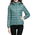 thumbnail image 5 of Women's Packable Puffer Jacket Lightweight Full Zip Long Sleeve Hooded Down Jacket with Pocket Casual Solid Color Winter Warm Outwear, 5 of 8