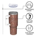 thumbnail image 4 of Floral 40oz Tumbler– Stainless Steel Insulated Tumbler with Handle and Straw, Large Capacity Travel Cup for Hot & Cold Drinks,Thanksgiving,Christmas, Spring,Flower, 4 of 6