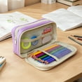 thumbnail image 4 of allydrew 9-Layer Large Capacity Pencil Case with Transparent Compartment, Organizer Pouch for Stationery Tools, Makeup, and Travel, Lavender, 4 of 6