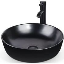 ELECWISH Bathroom Sink and Faucet Combo Artistic Porcelain Ceramic Vessel Sink Basin Washing Bowl Set, Cabinet Countertop Sink with Chorme Faucet Pop-up Drain and Water Pipe Lavatory