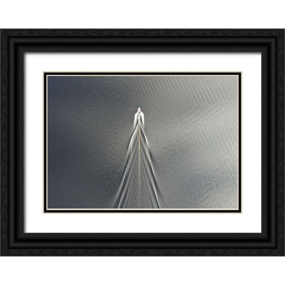 Cederberg Marcus 24x18 Black Ornate Wood Framed with Double Matting Museum Art Print Titled - Usain Boat