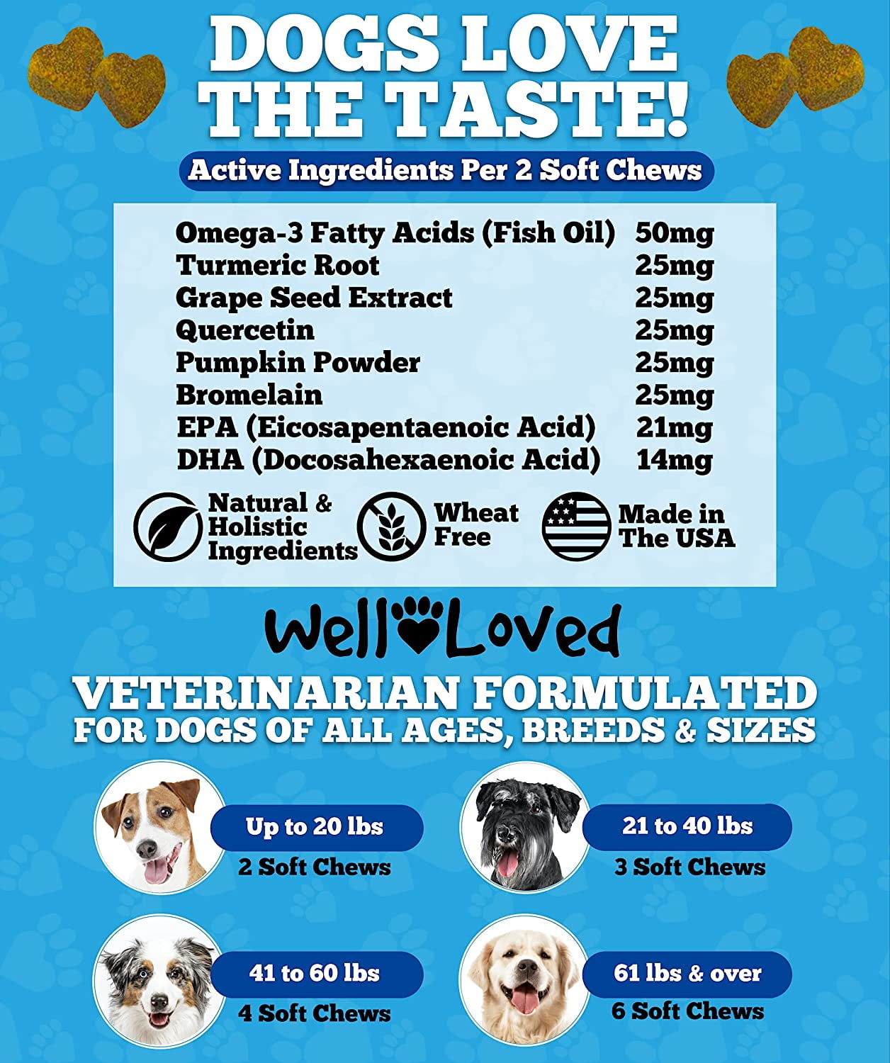 Well Loved Dog Allergy Chews, Itch Relief for Dogs, Hot Spot, 120 Chews