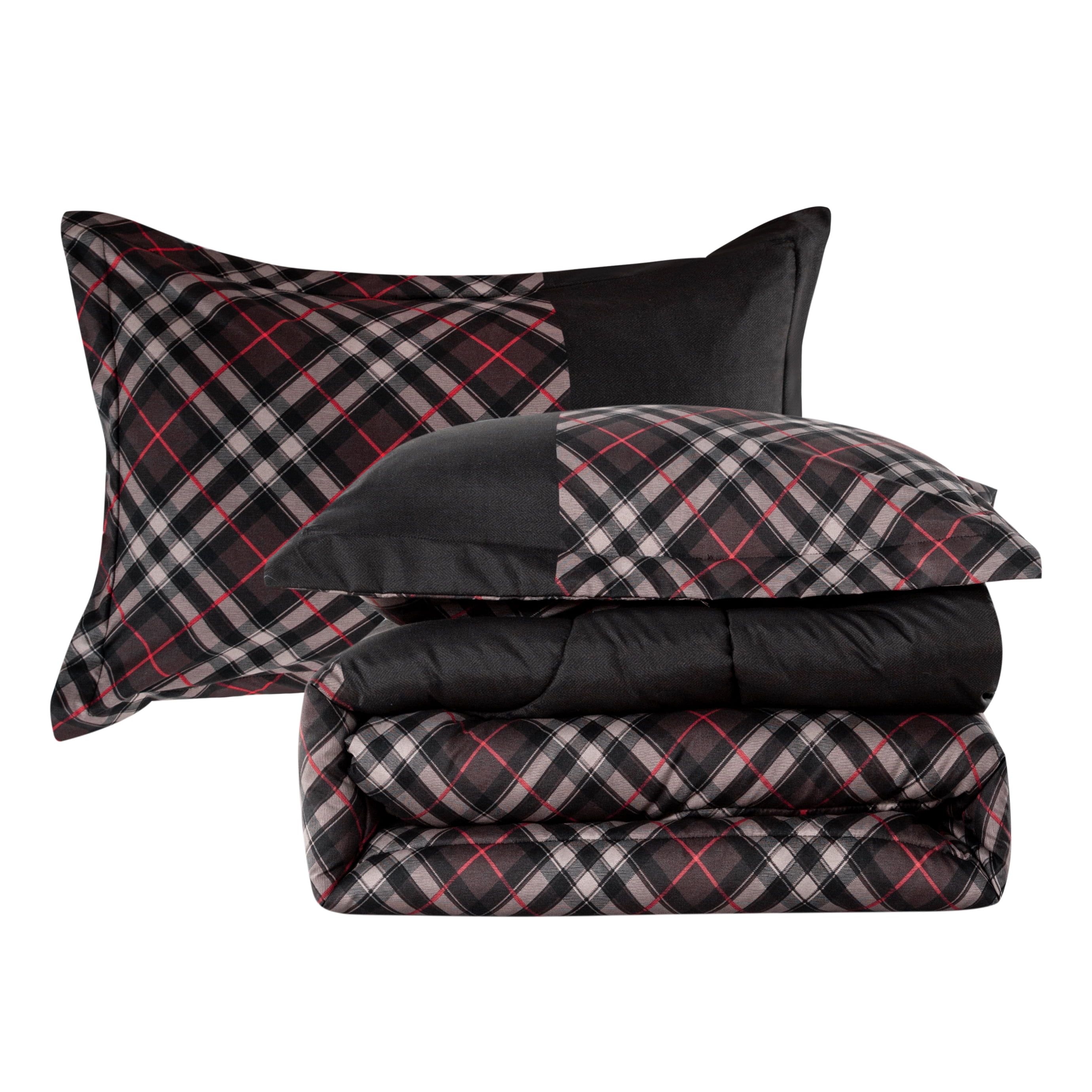 Marina Decoration Home Decor Parure de lit ultra douce et luxueuse en duvet d'oie, motif géométrique moderne à carreaux noir et gris