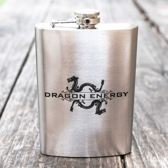 Hip Flask Plus 8oz Dragon Energy Flask - Leak-Proof & Mythical Charm