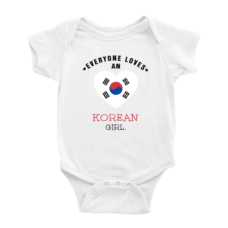 

Everyone Loves an Korean Girl Baby Bodysuit Newborn Clothes Outfits (White 18-24 Months)