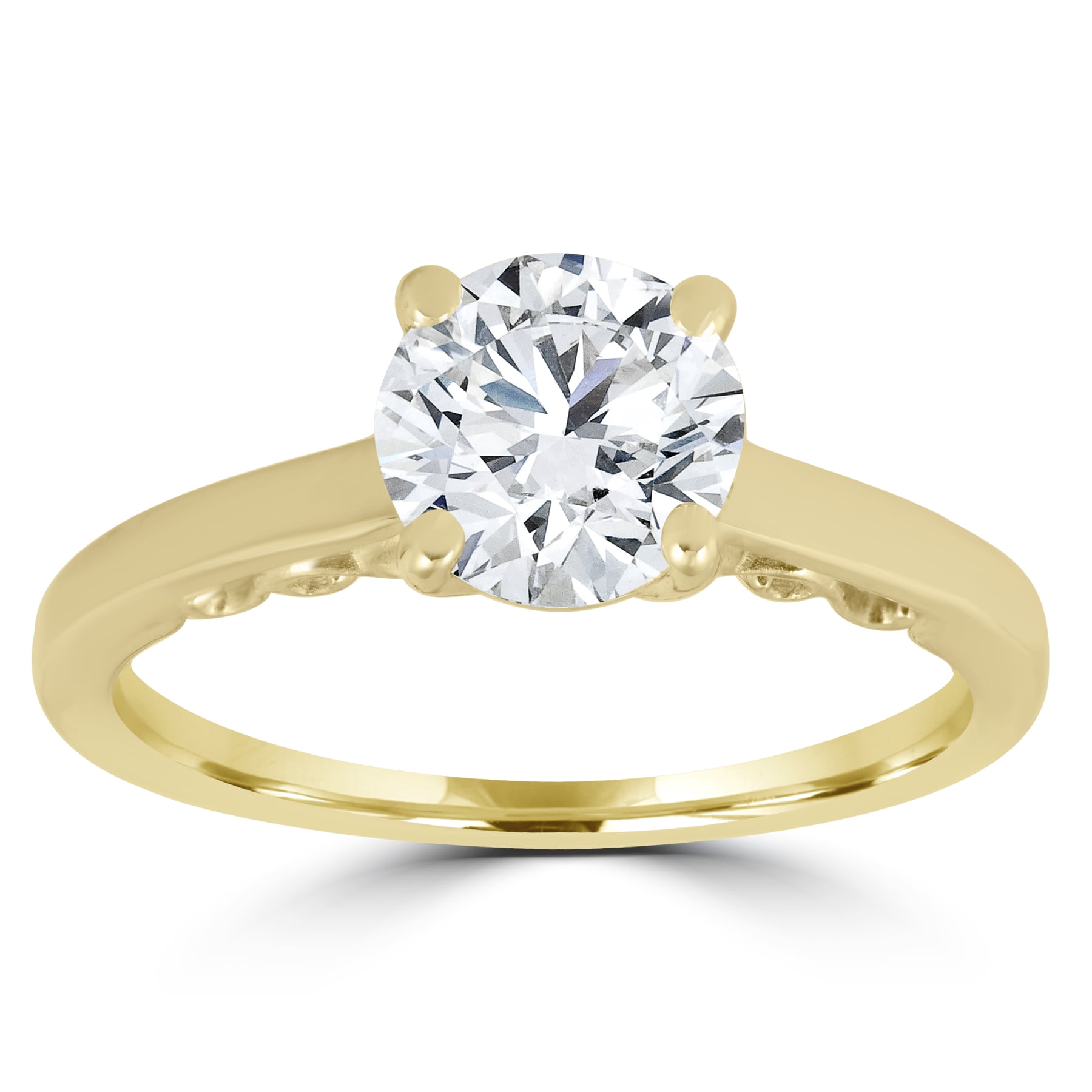 1 ct Diamond Round Brilliant Solitaire Engagement Ring 14k Yellow Gold Enhanced by Pompeii3