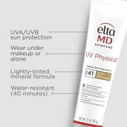 EltaMD UV Physical Tinted Mineral Sunscreen for Face - SPF 41 Tinted Sunscreen for Face, 100% Mineral, 3.0 oz Tube