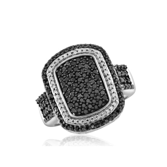 JewelersClub 0.925 Sterling Silver 1.00 Carat Black & White diamond Ring for Women | Diamonds for Everyday Womens Wear
