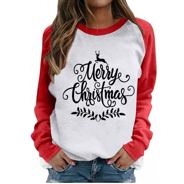 Moda mujer estampado o-cuello pulóver Tops manga larga cómoda blusa sudadera Fridja FKASFK887