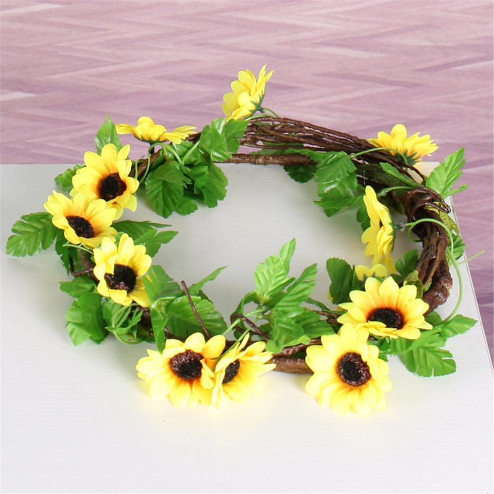 5Pc Yellow Sunflower Chain Garland 8.5 ft Silk Wedding Flowers Arch Gazebo Decor 