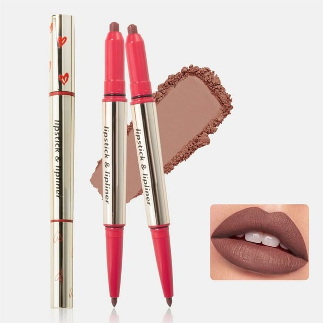 Double Ended Lipstick Lip Liner Two In One Multi Color Long Lasting Lip Plumping Non Fading Liner Pen, Lip Liner