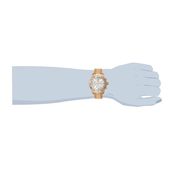 Invicta 11368 Mens Rose Gold Tone Stainless Steel Case and Bracelet Chronograph Silver Dial Date Display Watch