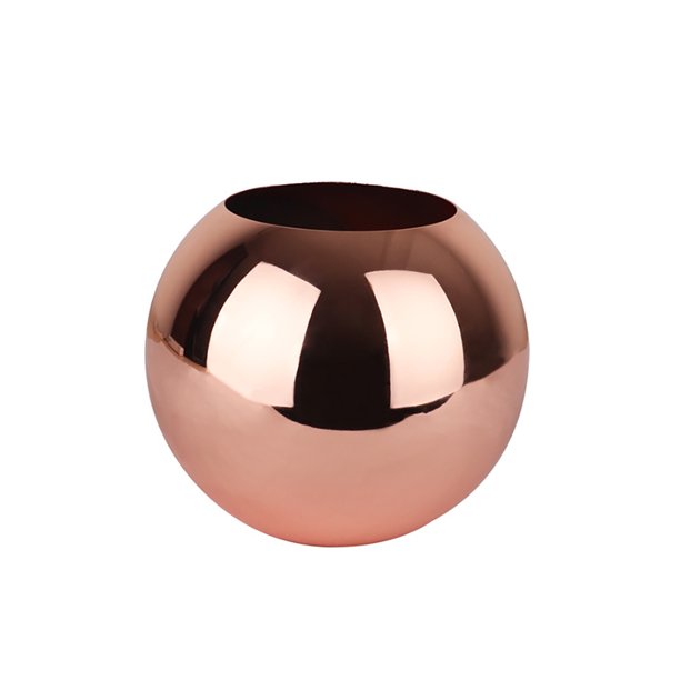 Florero de acero inoxidable, contenedor de flores de metal, maceta redonda para plantas nórdicas, decoración de mesa para sala de estar de oficina Inevent HA001195-03B