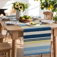 thumbnail image 3 of Vintage Stripes Table Runner, Yellow Navy Blue Striped Retro Lines Kitchen Table Runners Dress Scarves for Table Decorations Party/Restaurant/Indoor Outdoor Use, 13x90in, 3 of 9