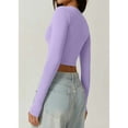 thumbnail image 4 of Women'S Square Neck Long Sleeve Double Lined Slim Fitted Casual Basic Crop Top  M, 4 of 6