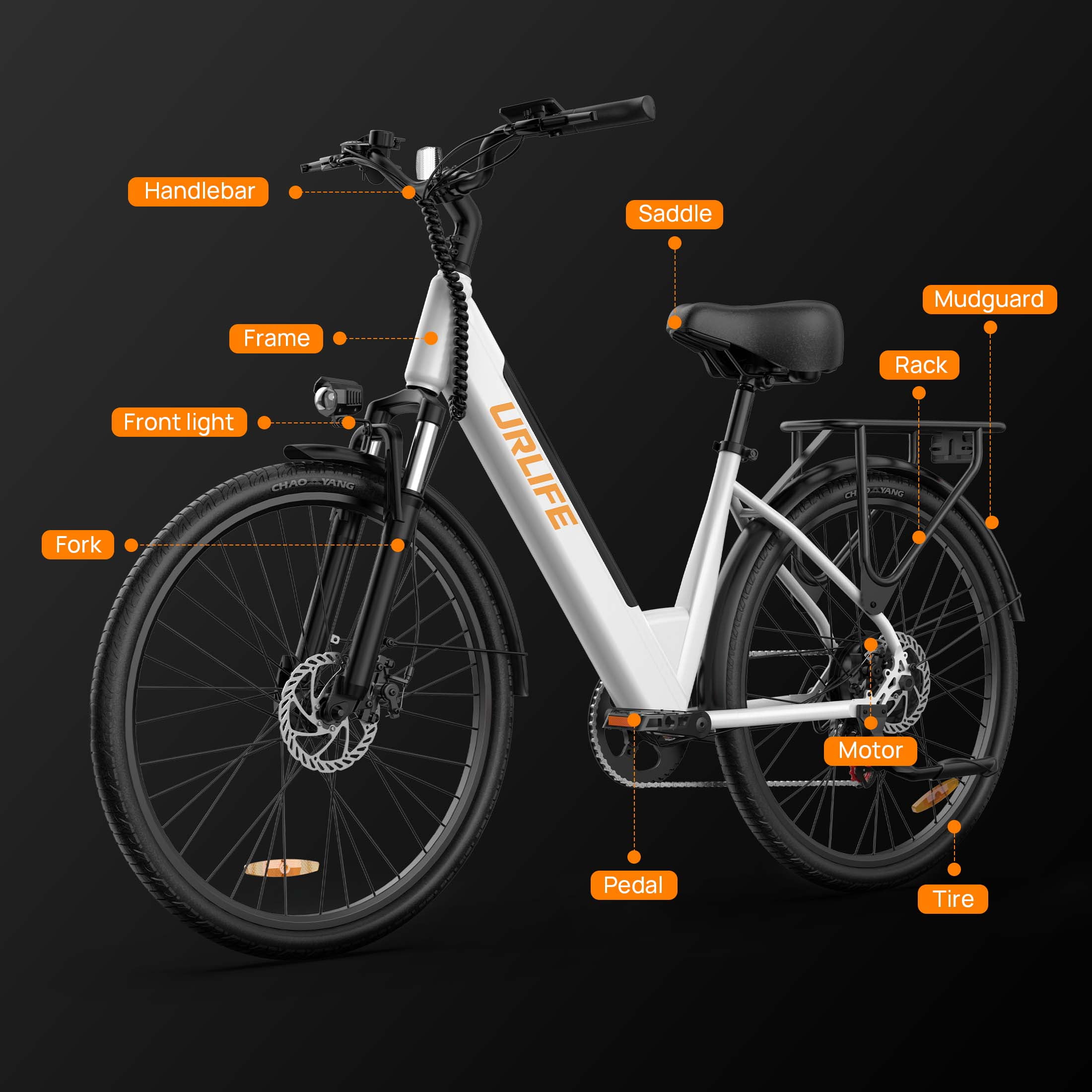 URLIFE 26'' Electric Bike for Adult, 750W Pak Motor, 48V 10.4Ah Removable Battery, Max Range 60Miles & 20Mph Top Speed ,Front Suspension, Shimano 7-Speed City Cmmuting E-Bike