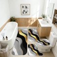 thumbnail image 2 of Black and Gold Marble Pattern Bathroom Rug Set 4 Piece,Includes Contour,Lid Cover,Bath Mat,Non-Slip Extra Soft Absorbent Washable, 2 of 5