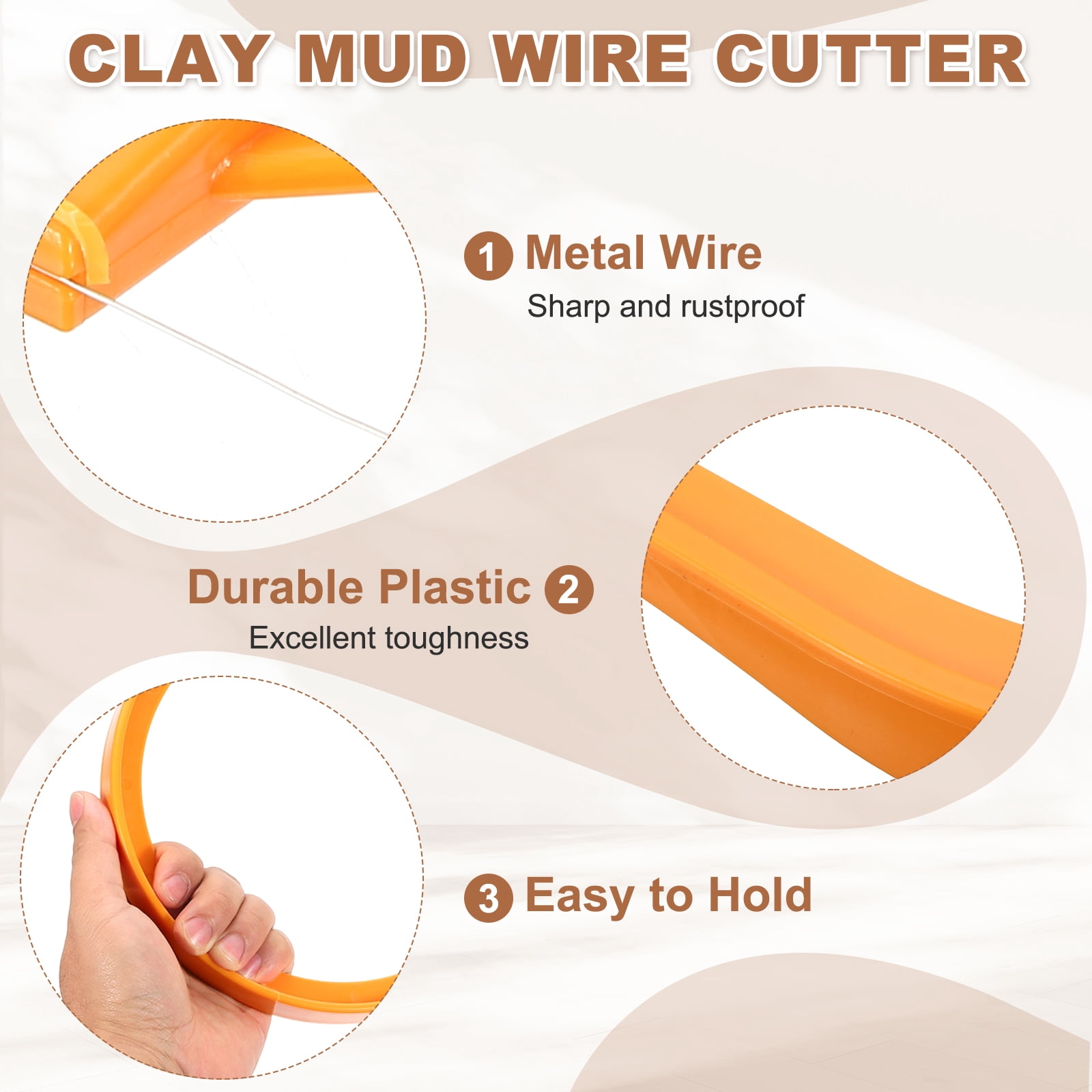 Uxcell 2pcs Clay Mud Cutting Wire 7.87/3.35" Wire Clay Cutter Pottery Slicer Cutting Tools Plastic Clay Sculpting Tools for Pottery Ceramic Sculpting Trimming