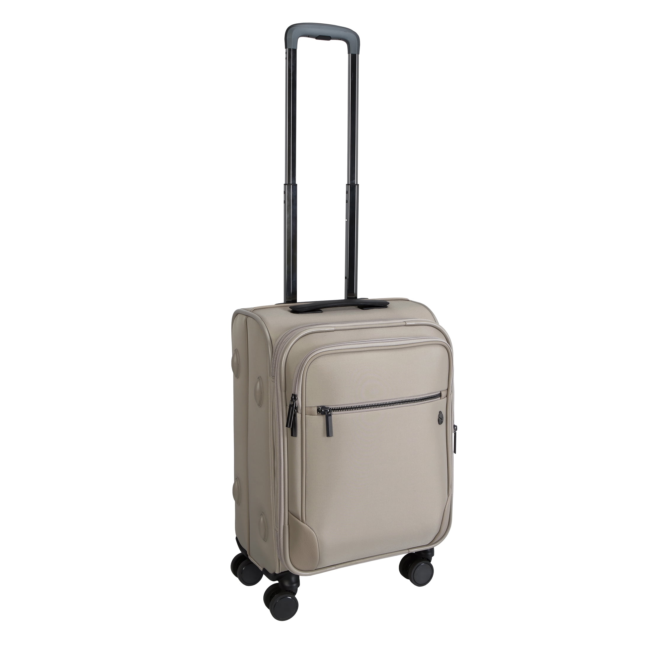 btL 20-inch Expandable Nylon Softside Carry-on Upright Luggage With 360 Spinner Wheels and Divider Pockets, Taupe