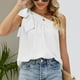 thumbnail image 2 of Blusa sin mangas con lazo y una sola tira, corte holgado para mujer, color blanco, estilo veraniego elegante de talla mediana, 2 of 6