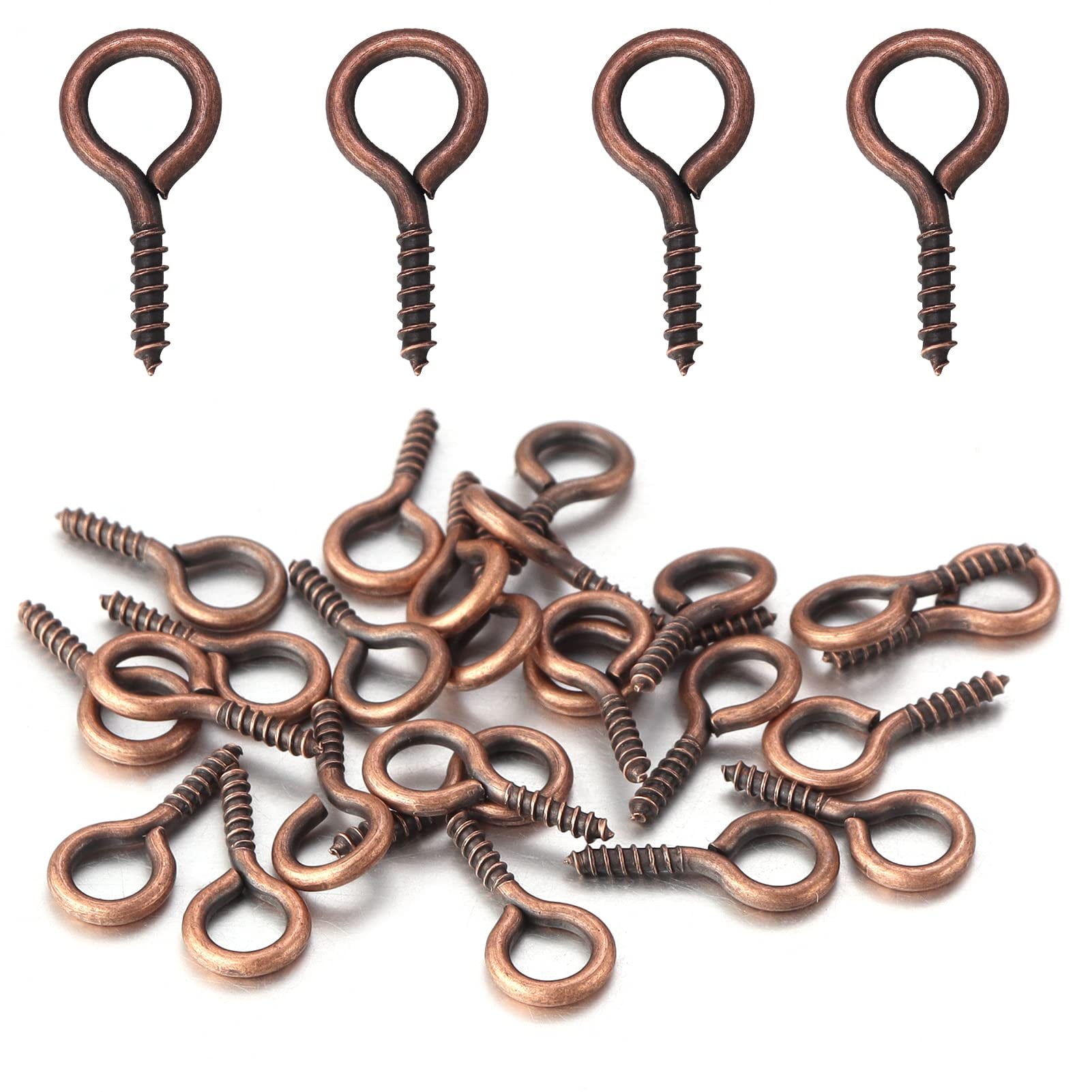 Linsoir Beads 200 Pcs Metal Screw Eye Pins Hooks 7X14mm Heavy Duty