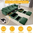 thumbnail image 6 of AOOWOW 112" Sectional Couches for Living Room U-Shaped 3-Seater Sofa Couch with 2 Movable Ottomans, Hidden Storage Drawers, Soft Chenille Fabric, Crescent Armrests (Green), 6 of 13