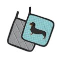 thumbnail image 2 of Caroline's Treasures Dachshund Checkerboard Blue Pair of Pot Holders, 2 of 3