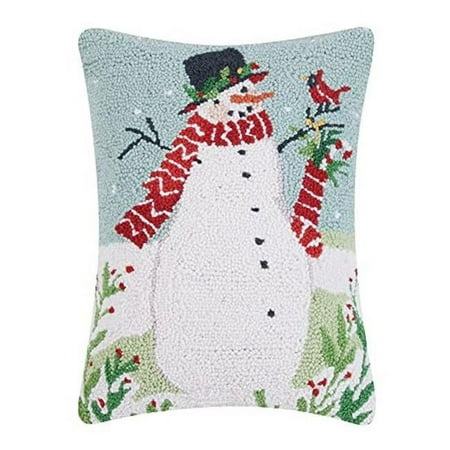 

14 x 18 in. Snowman with Stocking Polyester Filler Hook Pillow