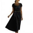 thumbnail image 5 of YTCAMLO 100%Cotton Summer Dresses for Women Fashion Boho Hollow Out Trim Short Sleeve Maxi Dress Comfy Breathable A Line Long Dresses, 5 of 9