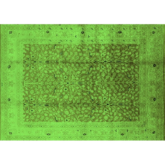 Ahgly Company Indoor Rectangle Oriental Green Industrial Area Rugs, 2' x 4'