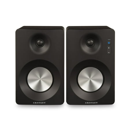 Crosley - 4" Powered Wireless 2-Way Bookshelf Speakers (Pair) - Black