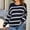 01 Navy, variant on Weiqiqre Womens Sweater Striped Color Block Short Sweater Long Sleeve Crew Neck Casual Loose Knit Pullover Tops