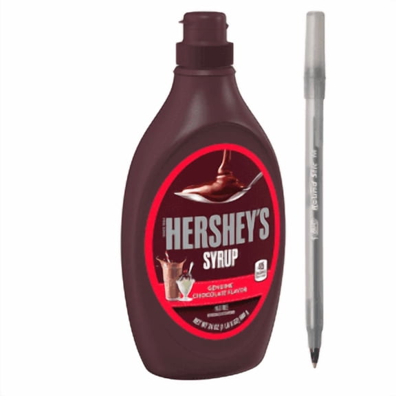 Hershey's Chocolate Flavored Syrup Bottle, 24 oz with pen