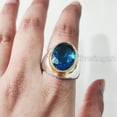 thumbnail image 5 of Blue Topaz Mans Ring, Natural Swiss Blue Topaz Ring, November Birthstone, Silver Jewelry, 925 Silver Ring, Heavy Mens Ring, Arabic Design, Ottoman Style Ring, Christmas, Mens Signet Ring, 5 of 8