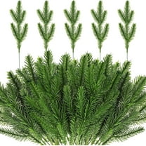 Namzi 30Pcs Green Frosted Pine Branches, Christmas Tree Picks,Fake Pine Sprigs Holly Stems for DIY Crafts Wreath Home Decor(11.8 Inch)