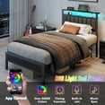 thumbnail image 4 of Satifur Twin LED Bed Frame with Smart RGB Lights, Headboard Charging Station, Versatile Storage Solution, Comfortable Upholstered Backrest, No Box Spring Needed, 4 of 10