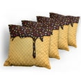 thumbnail image 5 of Ambesonne Ice Cream Throw Pillow Cover 4 Pack, Choco Waffle, 18", Dark Brown Mustard, 5 of 7