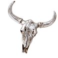 thumbnail image 1 of Cabeza de esqueleto estatua cuerno vaca cráneo escultura de pared simulación decorativa pared Plata, 1 of 9
