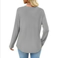 thumbnail image 4 of BiZtdJrK Womens Spring T Shirts Waffle Knit Long Sleeve Crew Neck Tee Tops Loose Fit Solid Dressy Casual Blouse with Chest Pocket Gray S, 4 of 8
