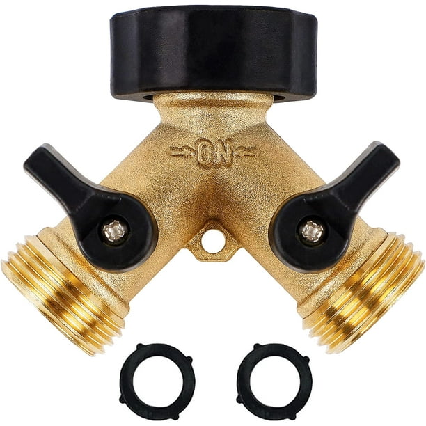 Garden Hose Splitter 2 Way, Heavy Duty Brass Connector Tap Splitter, Y