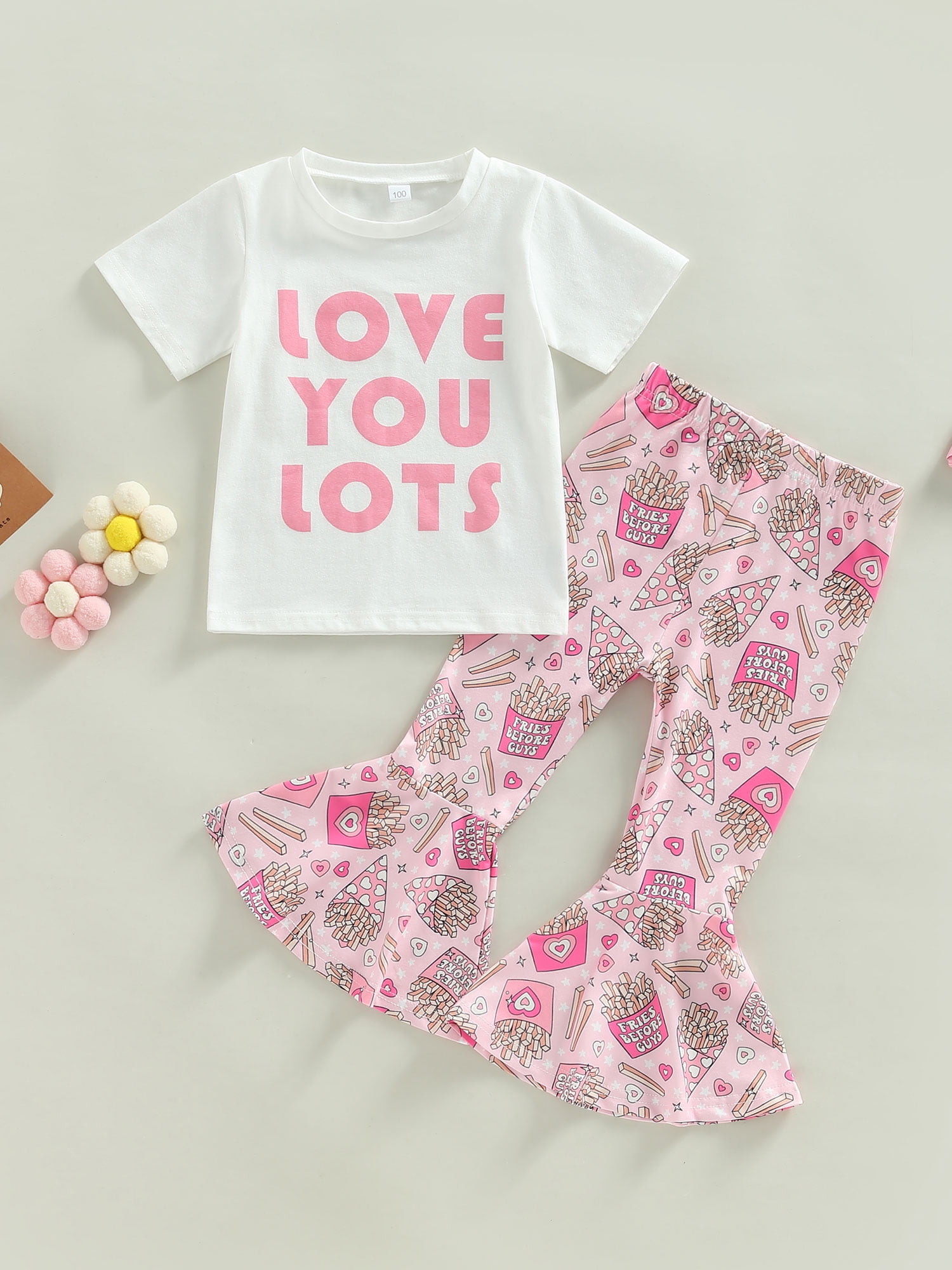 Toddler Graphic Letter and Heart Print Short-sleeve Tee