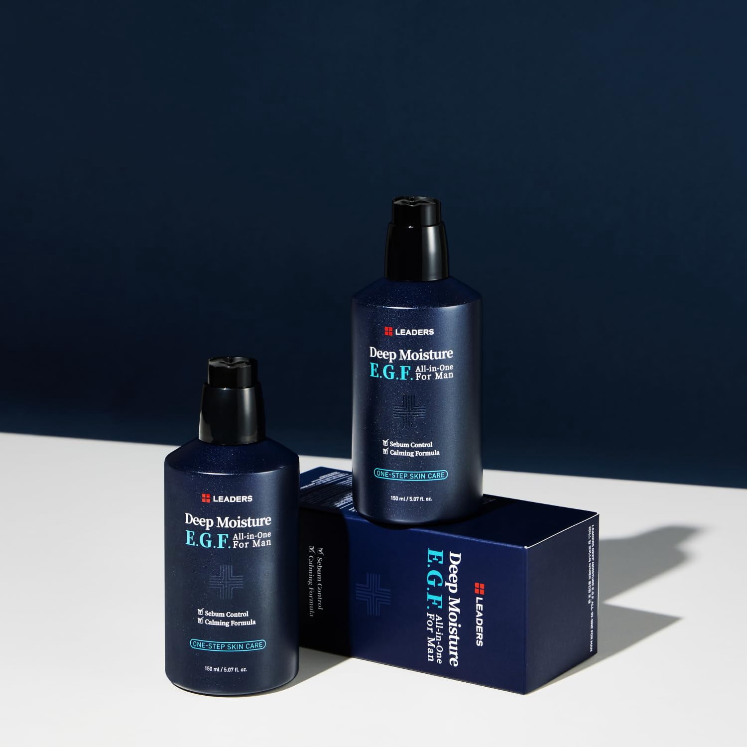 LEADERS Deep Moisture EGF All-in-One Essence for Men, One-Step Facial Skincare, Deep Hydration, Smooth & Anti-Wrinkle Care, Calming Formula with Sebum Control & Skin Barrier Strengthening, 150 ml