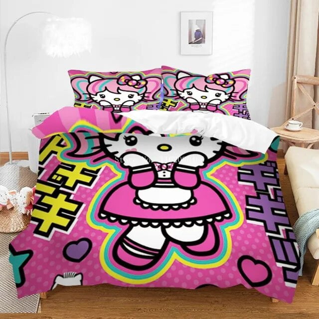 Hot Hello Kitty Comforter Cover Set Bedding Set Digital Printed Bedding Suit EU/US Size Spring Comfortable Household Supplies