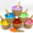 thumbnail image 1 of Hicess Kids Child Cute Cartoon Cone Ice Cream Bowl Spoon Set Plastic Dessert Tableware, 1 of 8