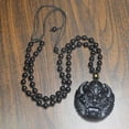 thumbnail image 5 of K-KED Natural Black Obsidian Dragon Head Necklace Amulet Pendant with Adjustable Chain, 5 of 5