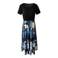 thumbnail image 6 of Fesfesfes Womens Dress Floral Print Round Neck Spring Dress Loose Casual Short Sleeve Maxi Boho ress, 6 of 7